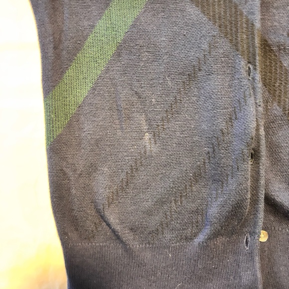 Lands' End Women’s Navy and Emerald Plaid Cardigan Size M - Picture 6 of 8